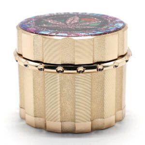 Zinc Grinder 55×44 mm – wooden herb grinder look