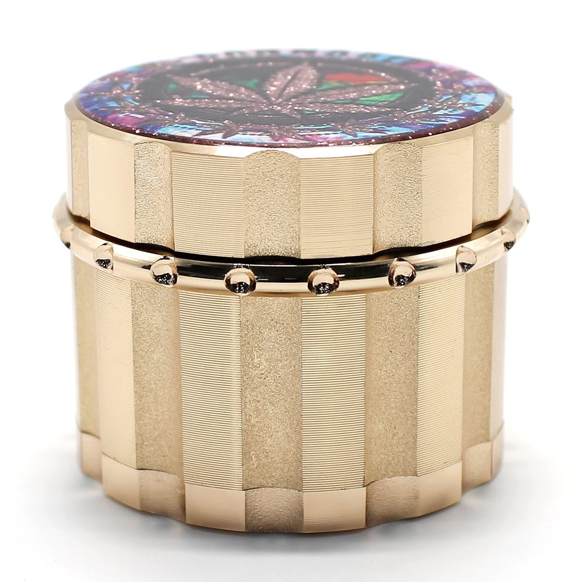Zinc Grinder 55×44 mm – wooden herb grinder look