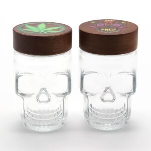 LED Glass Jar with Wooden Lid – open container for smoking
