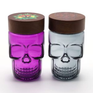 LED Glass Jar with Wooden Lid – sealed container for smoking