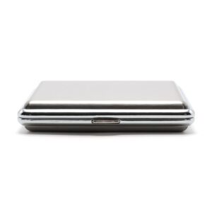 Sleek Metal Cigarette Box (Holds 20, Silver)