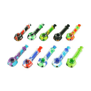 Silicone Silicone Pipe with Glass Bowl with assorted colors & custom logo available - SCP21034