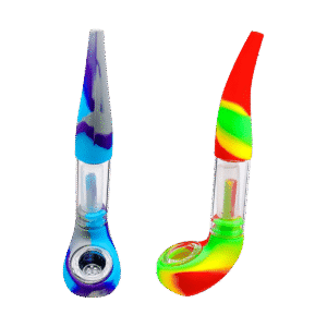 120mm Silicone Silicone Pipe with Glass Bowl with assorted colors & custom logo available - SCP23600