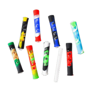 9.3cm Silicone Silicone Pipe with Glass Tube with assorted colors & custom logo available - SCP23601
