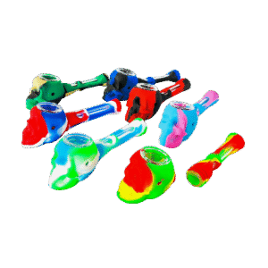 3.5cm SiliconeLength:12.5cm Silicone Pipe with Glass Bowl with assorted colors & custom logo available - SCP23602